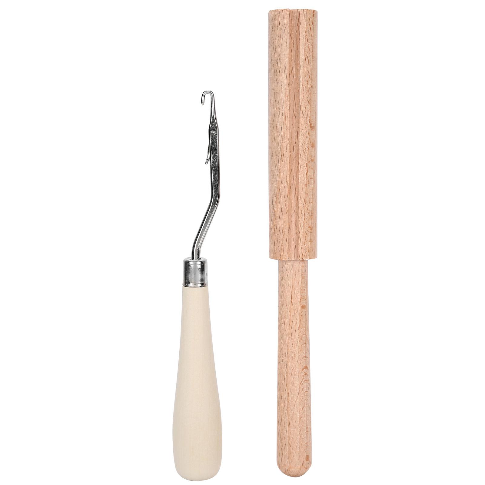 

Bent Latch Hook Tool DIY Hand Made Carpet Crochet Needle Wooden Thread Cutter Set