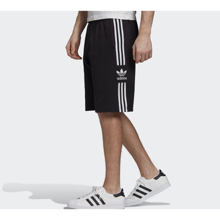 adidas Originals Lockup Long Shorts With Side Stripes Men Bottoms Black FM9878