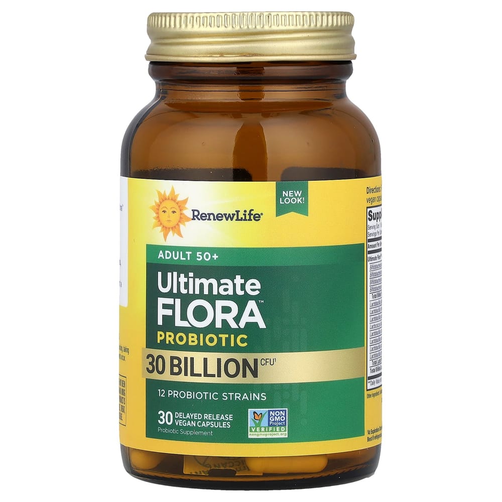 Renew Life Ultimate Flora Probiotic, 30 Billion Live Cultures, For Adults 50+, Veggie Capsules, 30 Count
