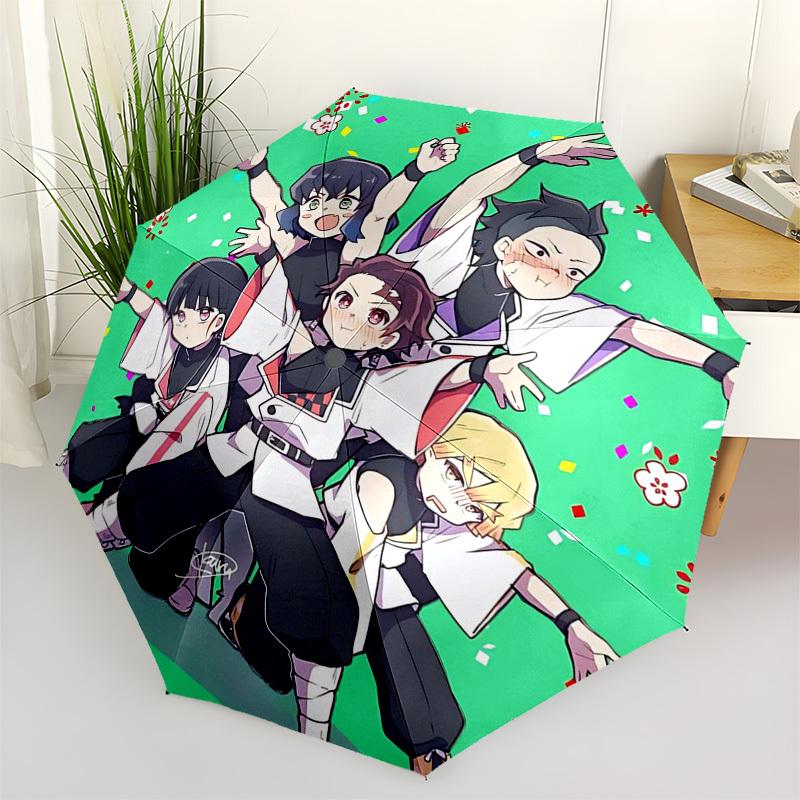 

1pc Outdoor Umbrella with Demon Slayer Characters, Automatic Opening/Closing, Portable 3-Fold Design, 8-Bone Iron Frame, Festive Gift for Fans, T