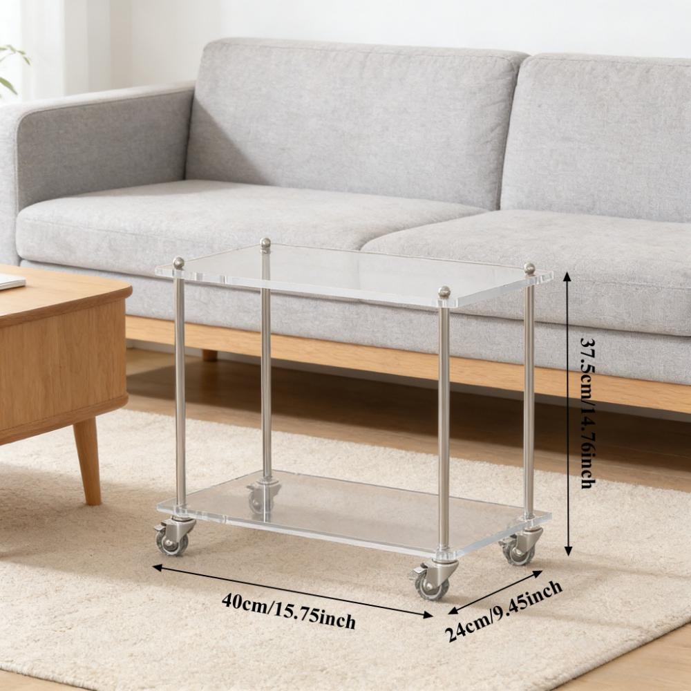Acryl-Trolley Mobiler Wagen Rollender Lagerwagen Sofabeistelltisch Küchenaufbewahrung Bodenstehendes Lagerregal Servierwagen