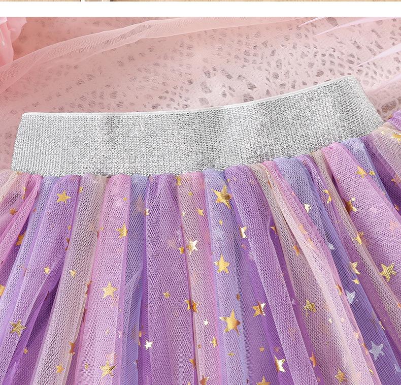 Dívčí nadýchaná princeznovská sukně s potiskem hvězd - Pro všechna roční období