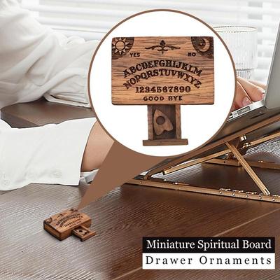 3.3x2.2x1cm Mini Tablă Ouija Cu Sertar Miniatură din Lemn Tablă Spirit Miniaturi Cu Planchete Instrumente de Divinație Decor Acasă
