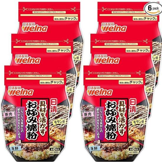 

Мука для окономияки Nisshin Seifun Welna: Улучшенные ингредиенты$400 \text{ г}$ на пакет $\times 6$ пакетов