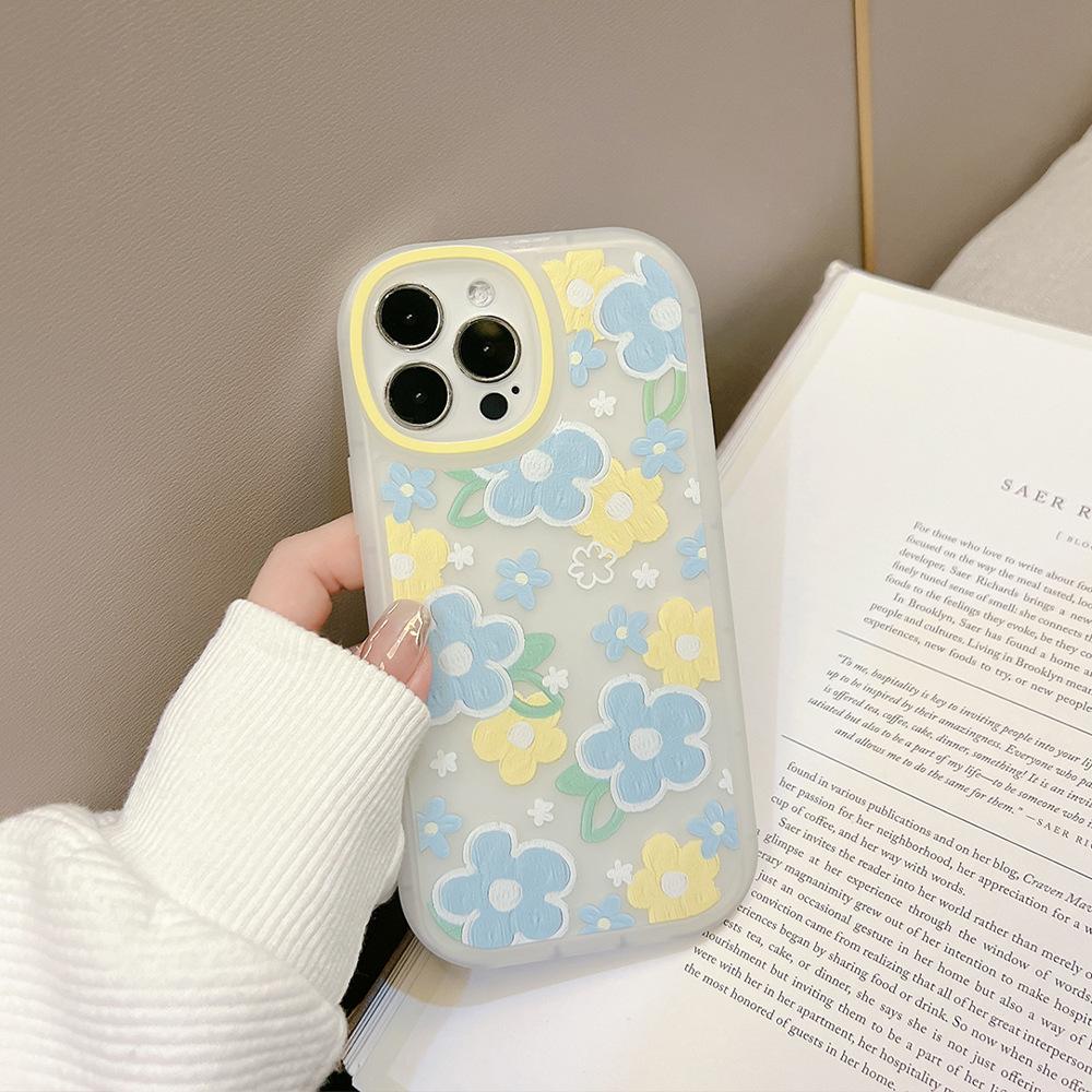 Oil Painting Floral Iphone16 Suitable for Apple 12pro Max Mobile Phone Case 15 Silicone 11 Round 8p Women's X Transparent 14