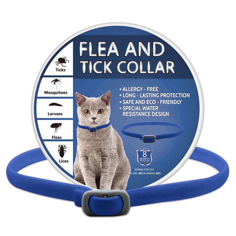

Ошейник от блох и клещей для собак и кошек, регулируемый размер, экологически чистый ПВХ материал темно-синий