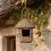 jijijing Grass Woven Bird House, Outdoor Rustic Birdhouse, Hanging Hummingbird Hut, Garden Roosting Pocket for Wrens Sparrows Finches Hummingbirds