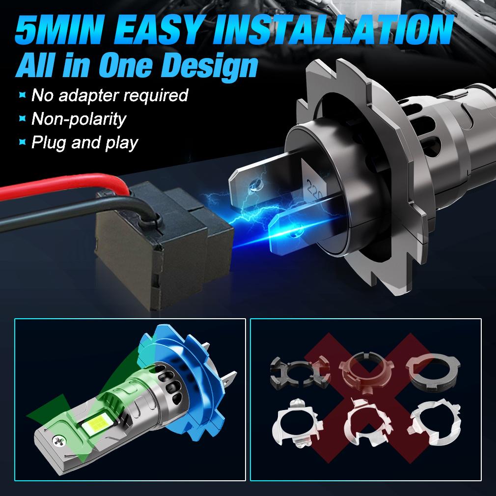 2 stk 25000LM Canbus H7 H11 LED-frontlyspærer H8 H16JP 9005 HB3 9006 HB4 LED-lampe 3570 CSP Bilfrontlys 60W Turbovifte 6500K 12V