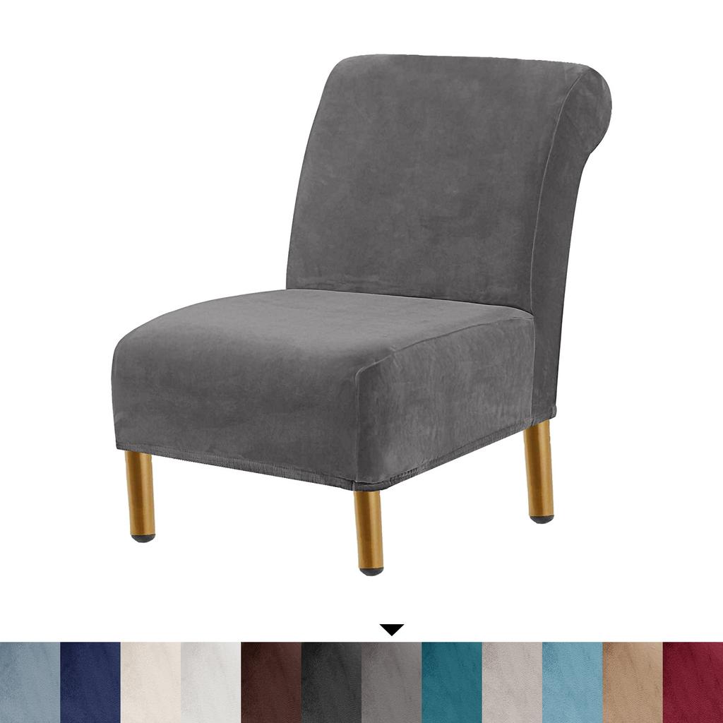 Stuhlhussen mit Samt-Akzenten, hochelastische Stuhlhussen ohne Armlehnen für das Wohnzimmer, dicker Stuhlbezug aus Samt, moderner Möbelschutz, maschinenwaschbar