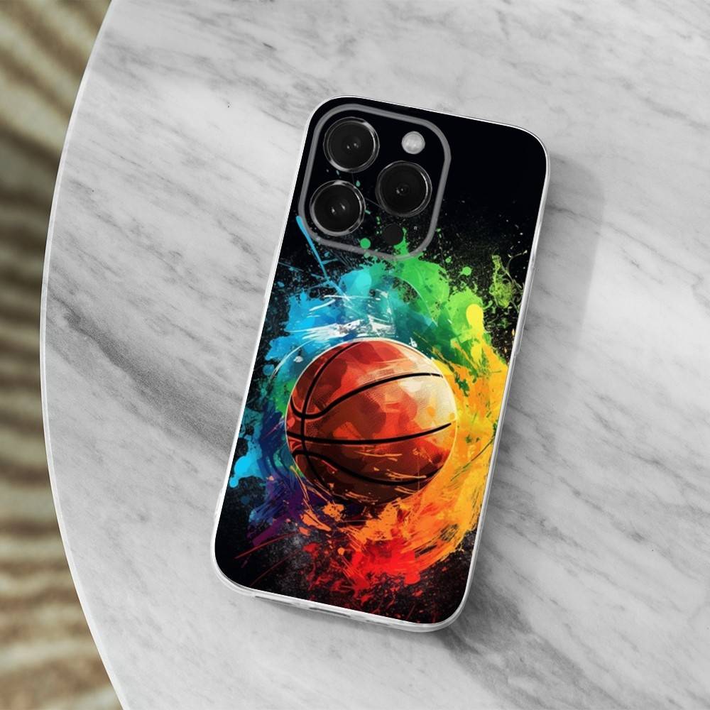 Sports Equipment Basketball Phone Case For iPhone,14,13,XR,SE,12,15,Pro,Max,Plus,11,17,16,X,XS,Mini Transparent Soft Cover