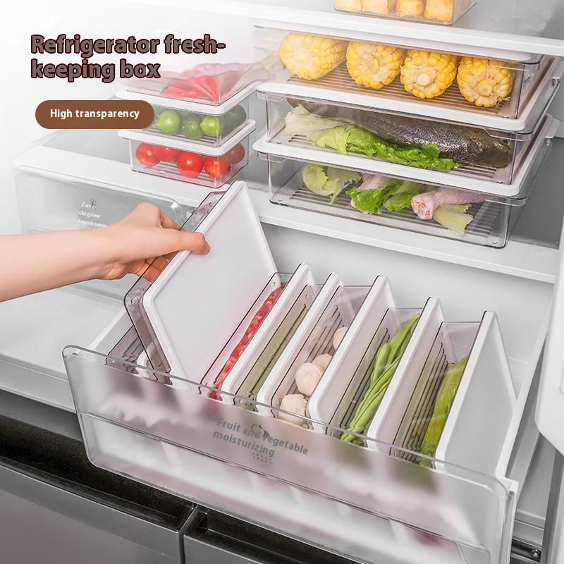 Refrigerator Storage Box, Fruit Fresh-keeping Box, Special Kitchen Rectangle Can Be Stacked with Food-grade Frozen Sealed Box