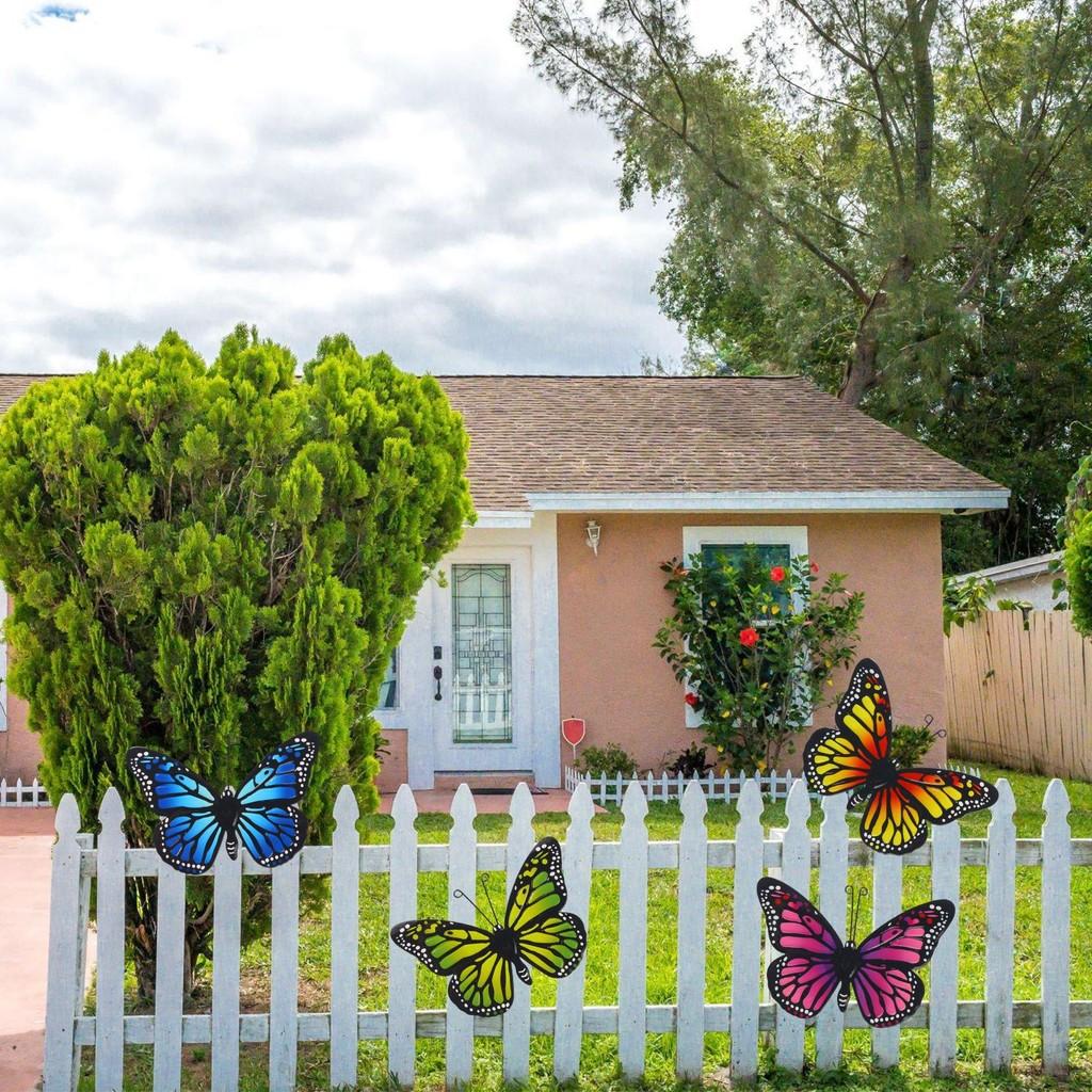 Striped Butterfly Fine Metal Wall Decoration Toy For Garden Home Gift Decor