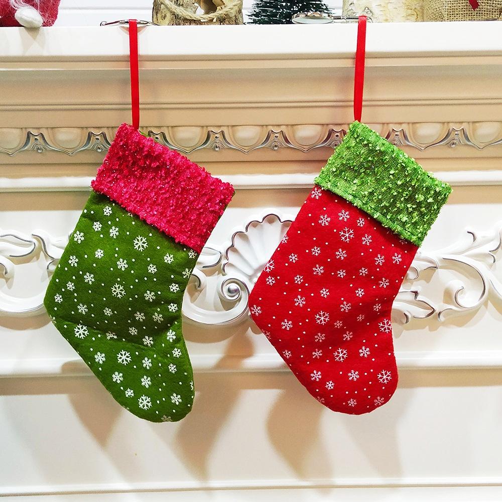 Stockings Christmas Small Gifts Bag Fireplace Decoration Holiday Festival Party