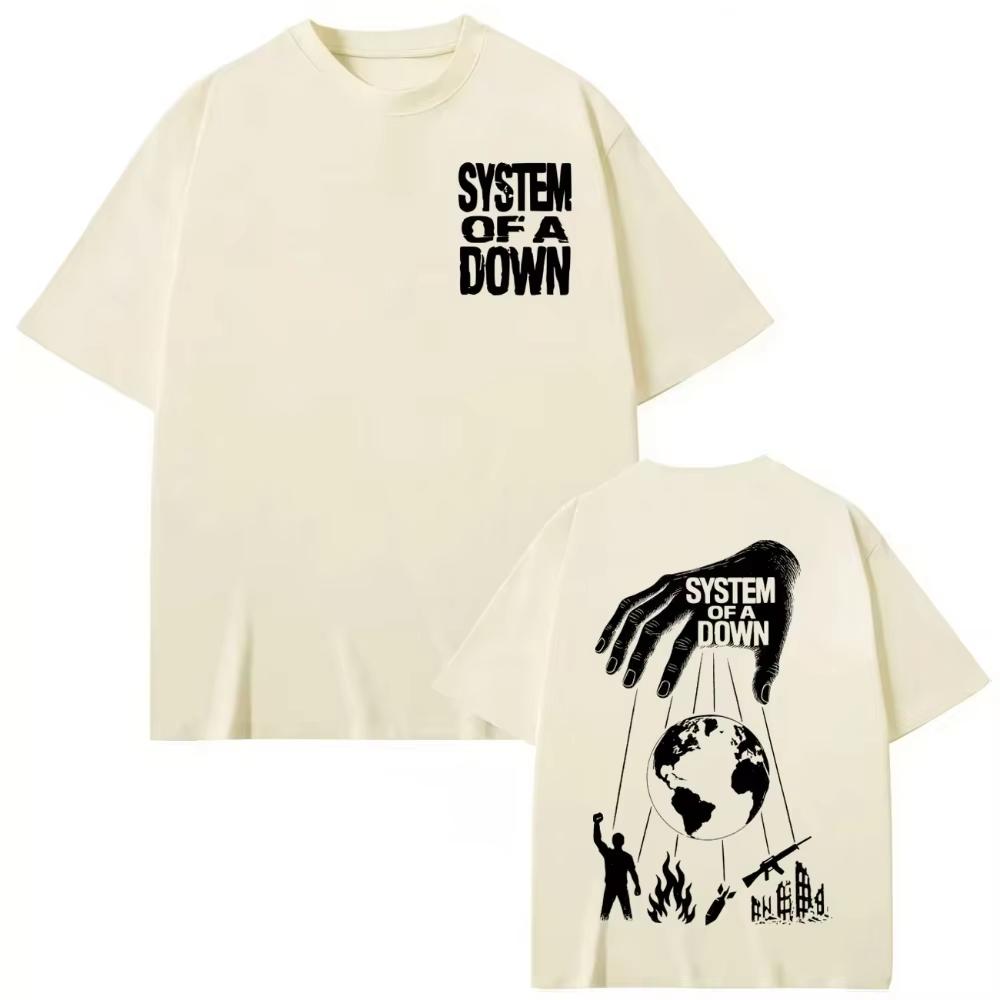 System of A Down Printed T Shirts Men Clothing Rock Fashion Tshirts Pure Cotton Short Sleeve Top 2026 Spring Summer New
