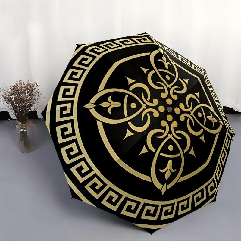1pc Greece Pattern Automatic Folding Umbrella, Lightweight Retractable Compact Travel Umbrella, 8-Rib Sturdy Frame117