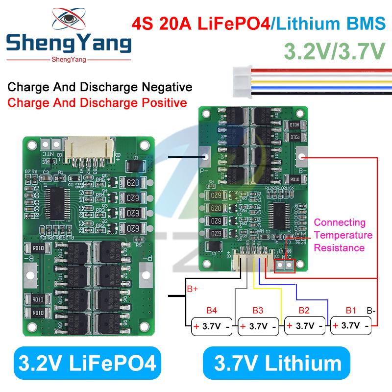 TZT 4S 20A 12.8V 14.4V 32650 32700 Lifepo4 Battery Balanced BMS for Electric Boat Uninterrupted Power Supply 12V Car Battery