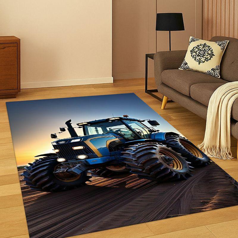 Retro Tractor Car Truck Cartoon Carpet Rug for Bedroom Living Room Sofa Playroom Doormat Home Decor,Kid Game Area Rug Non-slip