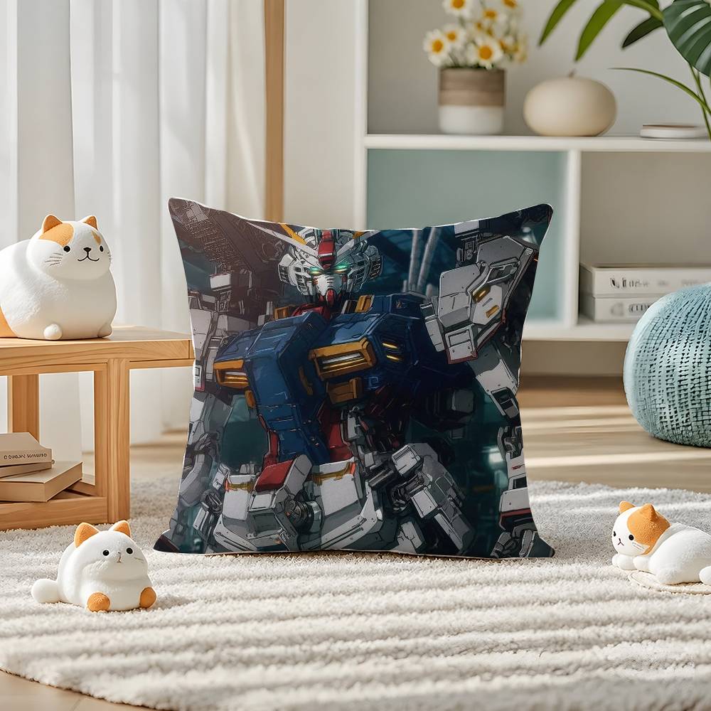 Mobile Suit Gundam Turn A Gundam Anime Plush Pillow Cover Soft Short Plush Cushion Cover For Sofa Bedroom Home Decor Gift