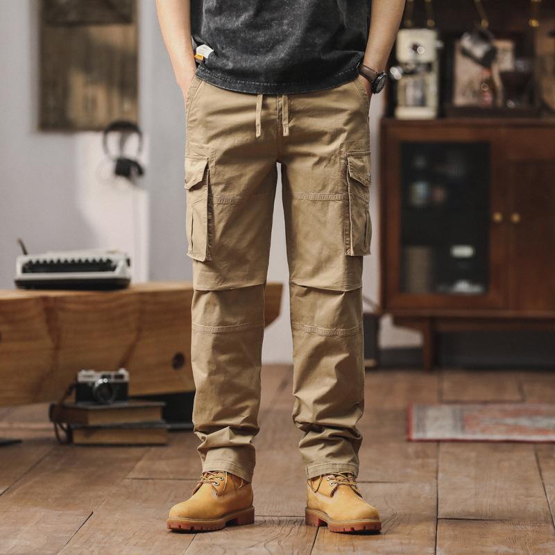 

Men s New Overalls, Street Trend, Multi-pocket Straight Trousers, Drape and High Casual Pants, Men s Pants 40 хакі