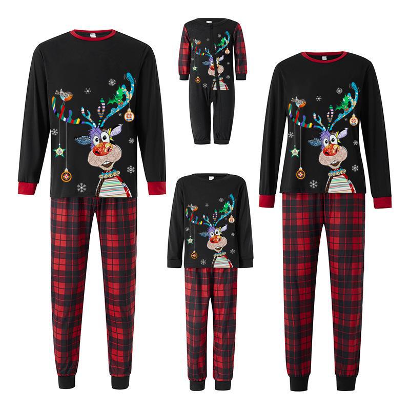 2023 Autumn Family Plaid Christmas Pajama Set - Cozy Cotton Parent-Child Outfits for Three or Four