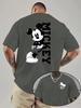 T-shirt Stampata Double Face Mickey Mouse Disney Co-Branded Uomo Estate Nuova Harajuku Oversize Larga Casual Manica Corta