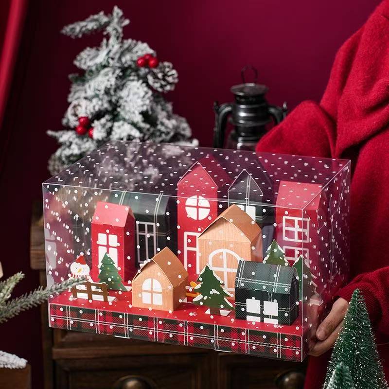 Christmas House Box Gift Packaging Box House Candy Cookie Gift Decoration Countdown Calendar Box for Newyear Christmas