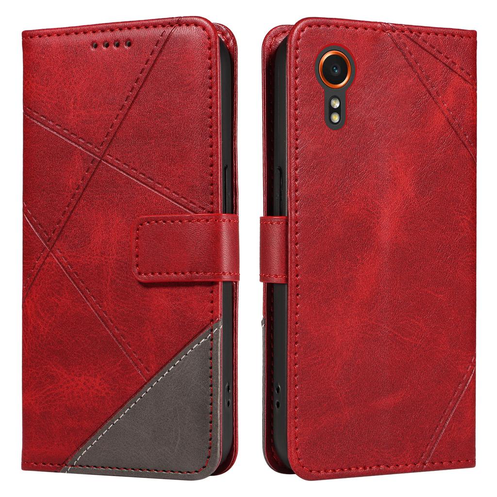 For Samsung Galaxy Xcover7 Case Shockproof Geometric Line Leather Phone Cover Card Holder