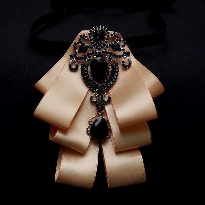 Detachable Bow Tie Brooch Silk Ribbon Collar Pin for Shirts & Blouses Fashion Floral Bow Clip for Women's Casual Outfit