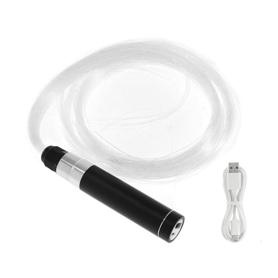 USB Chargeable Blue LED Fiber Optic Whip Dance Whip Glowing Hand Rope Flash Whip Atmosphere Props for Dance Festival Party