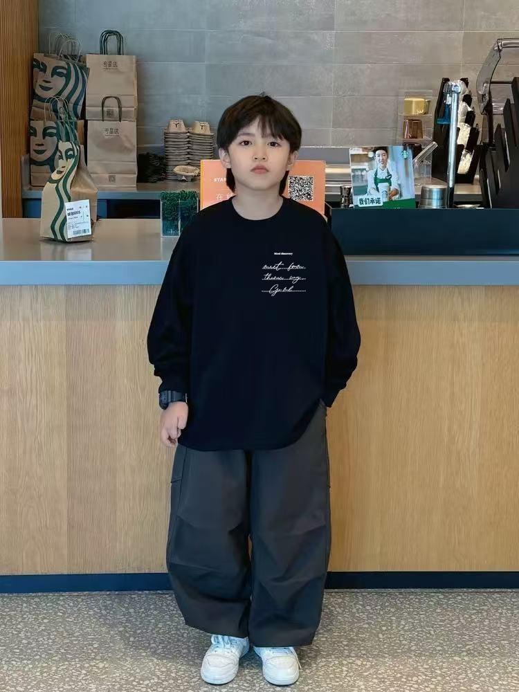 Jungen Baumwolle Langarm T-Shirt Frühling Herbst Kinder Rundhals Basisschicht Lässiges Oberteil