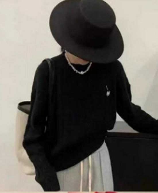 Women's Off-White College-Style Thick Embroidered Knit Sweater, Autumn/Winter Design