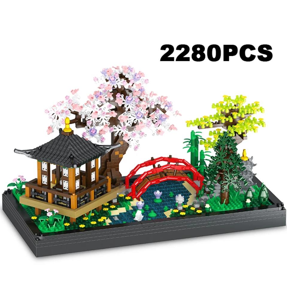 Mini-Gartensteine DIY Baum Kiefern-Pavillon 3D-Pflanzen-Topf-Modellbausteine Spielzeug Heimdekoration Spielzeug für Kinder Geburtstagsgeschenke NO BOX