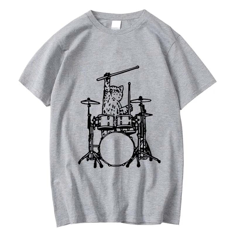 

Summer Mens High Quality 100 Cotton Funny Music Cat Print T Shirt Loose Oneck T Shirt for Men Short Sleeve Tshirt Male Tops S