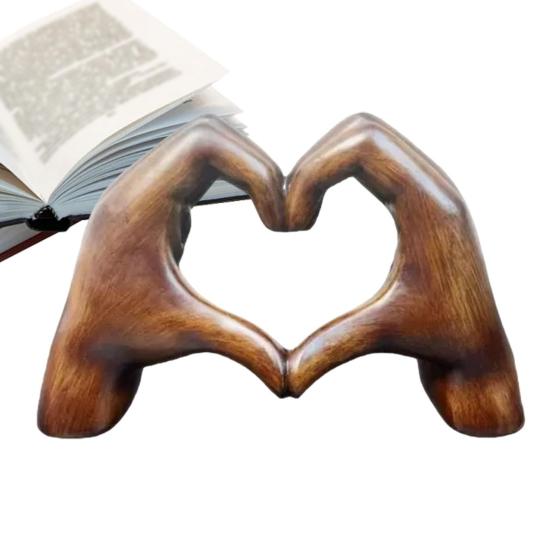 Love Heart Hand Figurine Heart-shaped Gesture Resin Sculpture Statue Sculpture Home Office Desktop Decoration Ornament Christmas Gift