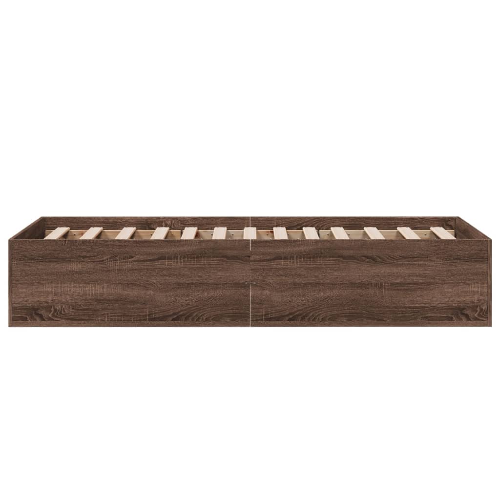 Brown Oak Effect Bed Frame 90 x 200 cm Engineered Wood