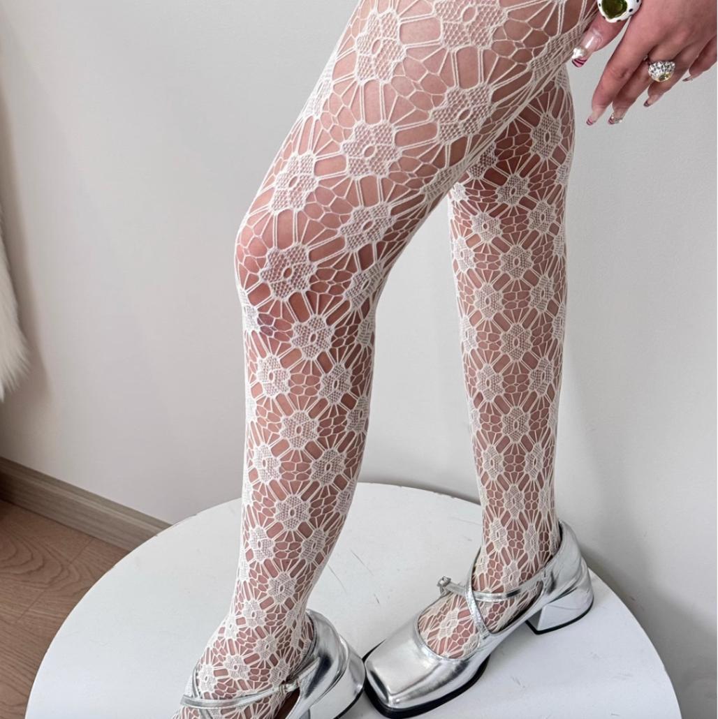 Damen Weiß Strumpfhosen Sexy Oberschenkelhoch Bodystockings Sonnenblume Atmungsaktiv Leggings Große Größen Hoher Bund Strumpfhosen Femme Collants gray