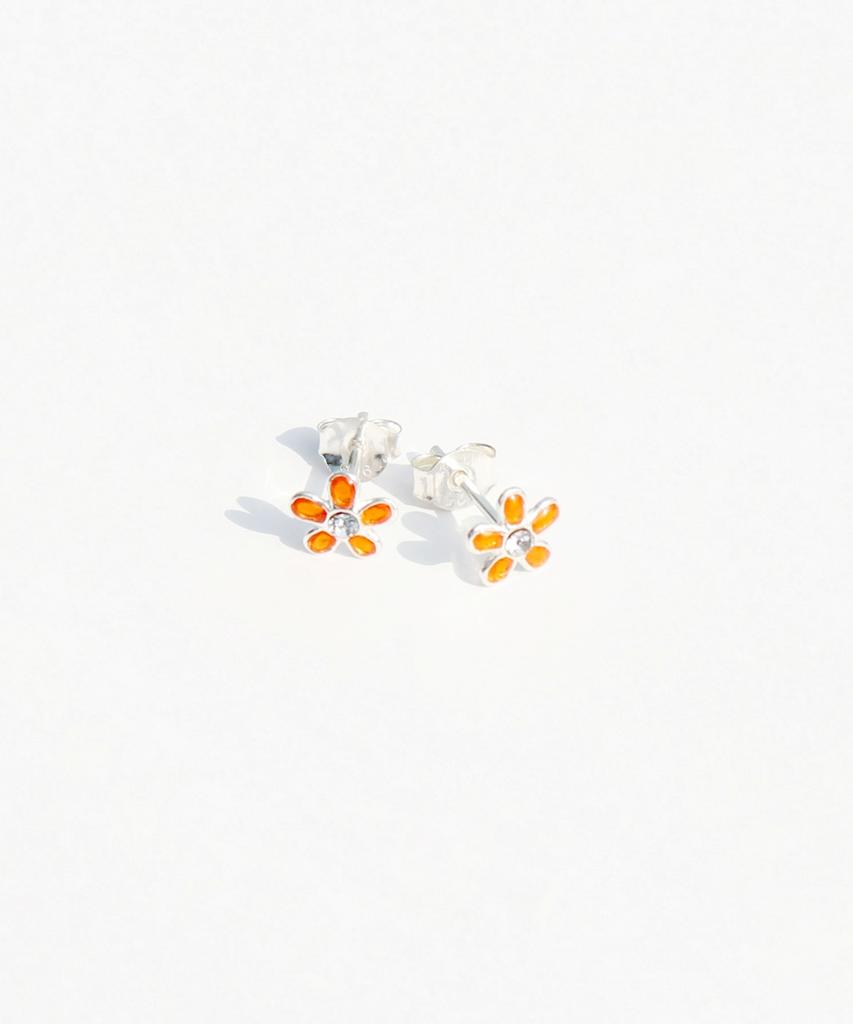 Bonbeau Shining Color Flower Pin Earrings Silver 925 Silver Post Color Cubic Flower Earrings