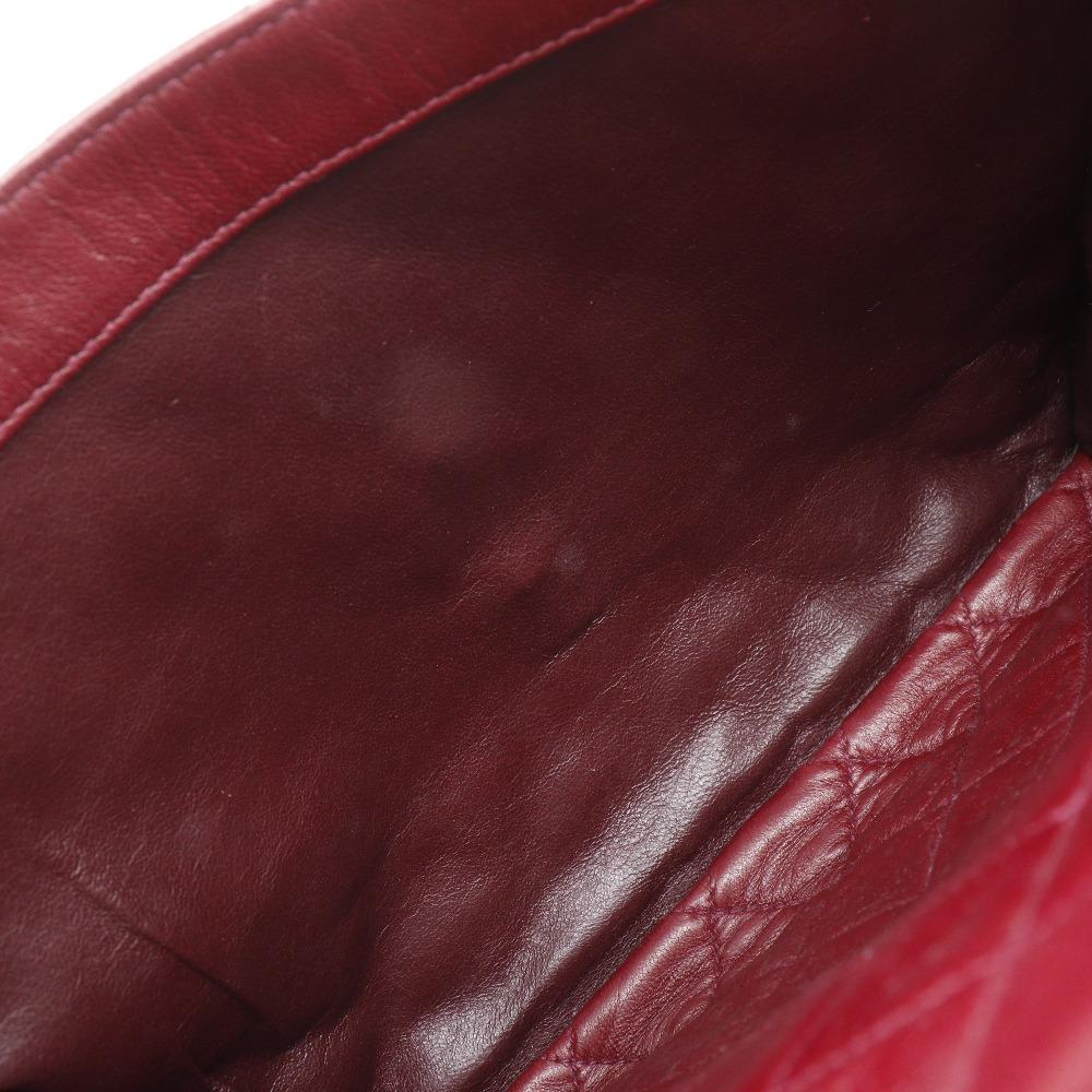 CHANEL Matelasse Shoulder Bag COCO Mark Fringe vintage Red lambskin Women Used