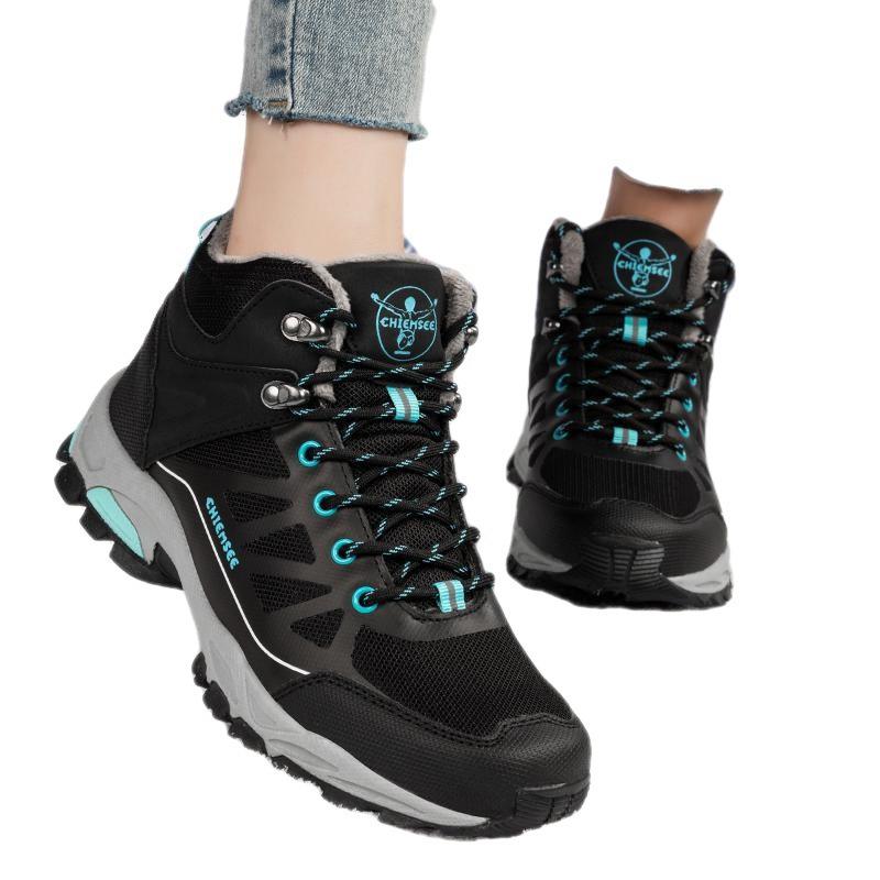Outdoor hiking shoes waterproof and non-slip hiking shoes high-top shoes warm cotton shoes velvet Northeast snow boots