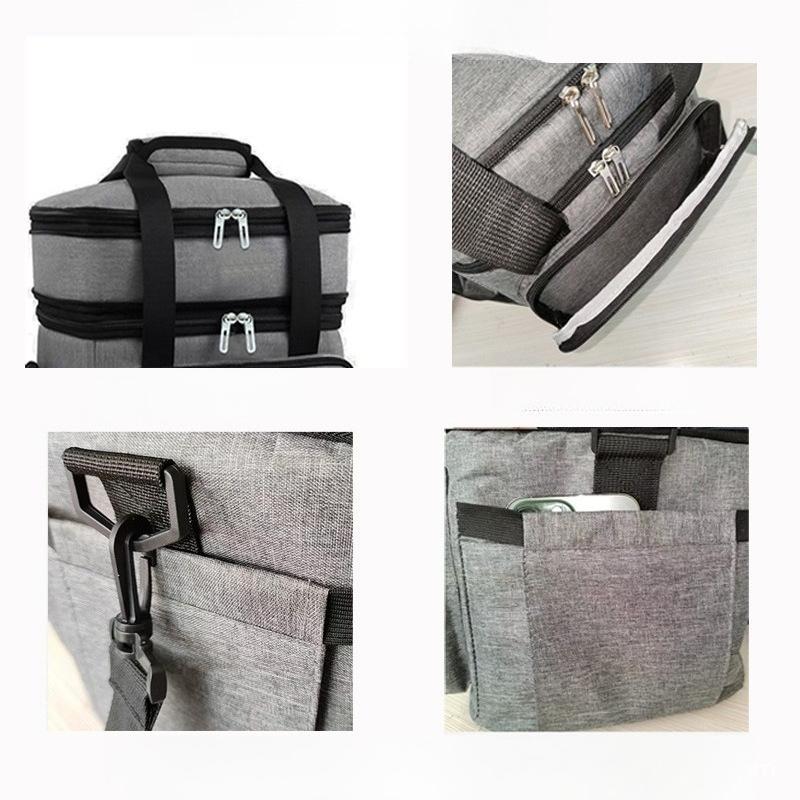 Large Capacity Double Layer Aluminum Foil Insulated Bag Oxford Cloth Car Ice Bag Outdoor Picnic Crossbody Portable Keeping Bag