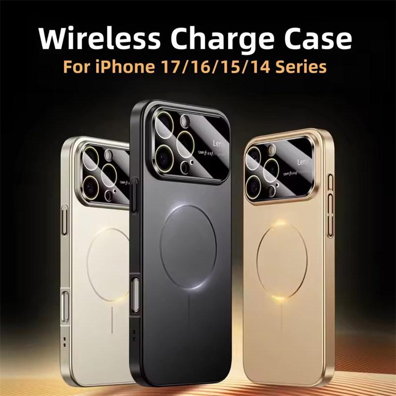 Glass Nano Matte Case For iPhone 17 Air 16 15 14 13 12 11 Pro Max 17 Pro Magnetic For Wireless Charging Armor Funda