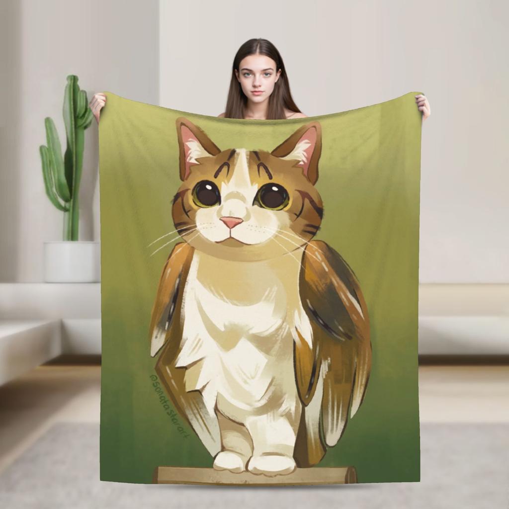 Internetberühmte Meowl Katze Eule Meme Decke Reise Flanell Überwurf für Wohnkultur Warm Benutzerdefiniert DIY Tagesdecke Geburtstagsgeschenk