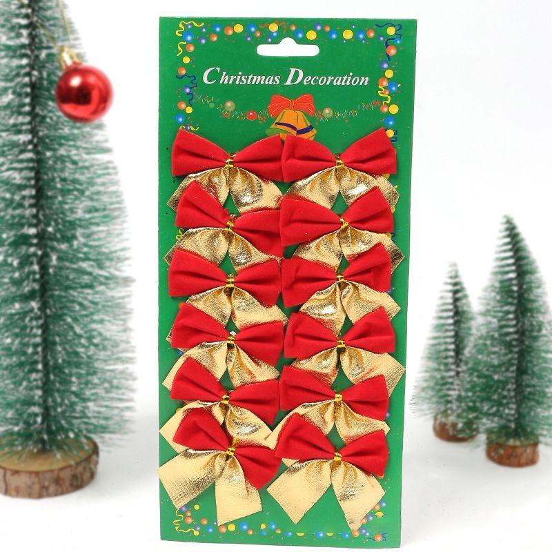 12Pcs 5cm Christmas Decorations Bow Xmas Tree Pendant Ornament for Home Room Decor Navidad New Year Party 2026 Gifts Accessories