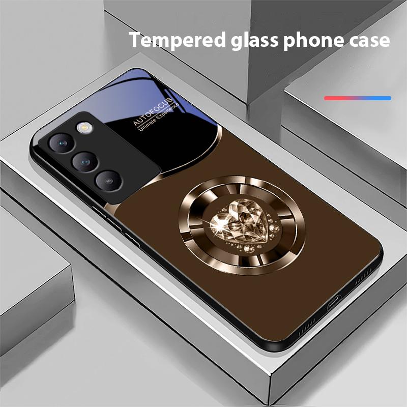 Circle Diamond Für Y72 33S 11 03 36 96 Lite 35 16 Iqoo 12 V40 SE 5G 29 40 21 30 X80 Pro Vivo Gehärtetes Glas Handyhülle Schwarz