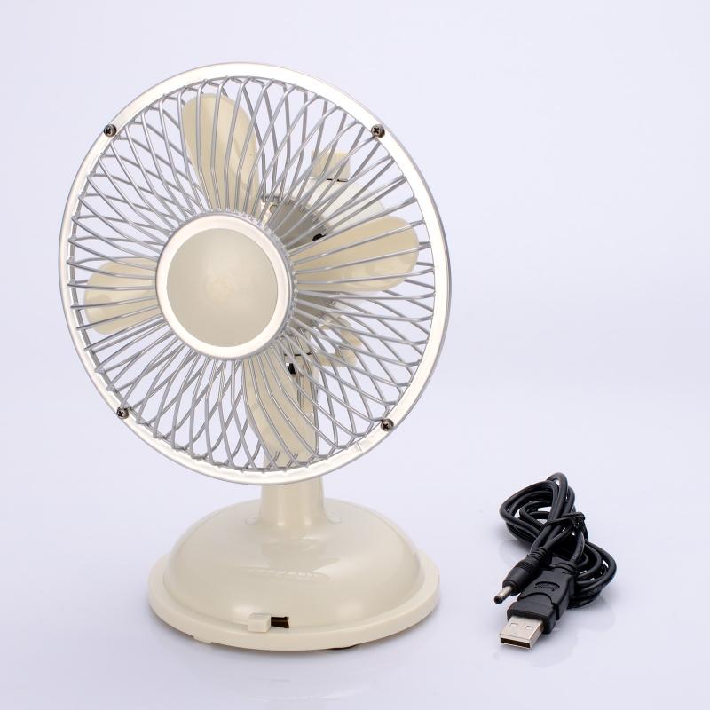 Summer Oscillating Small Fan Retro 2-Speed USB/AA Battery Powered Desk Fan 5.7inch Table Fan for Work Office Dormitory