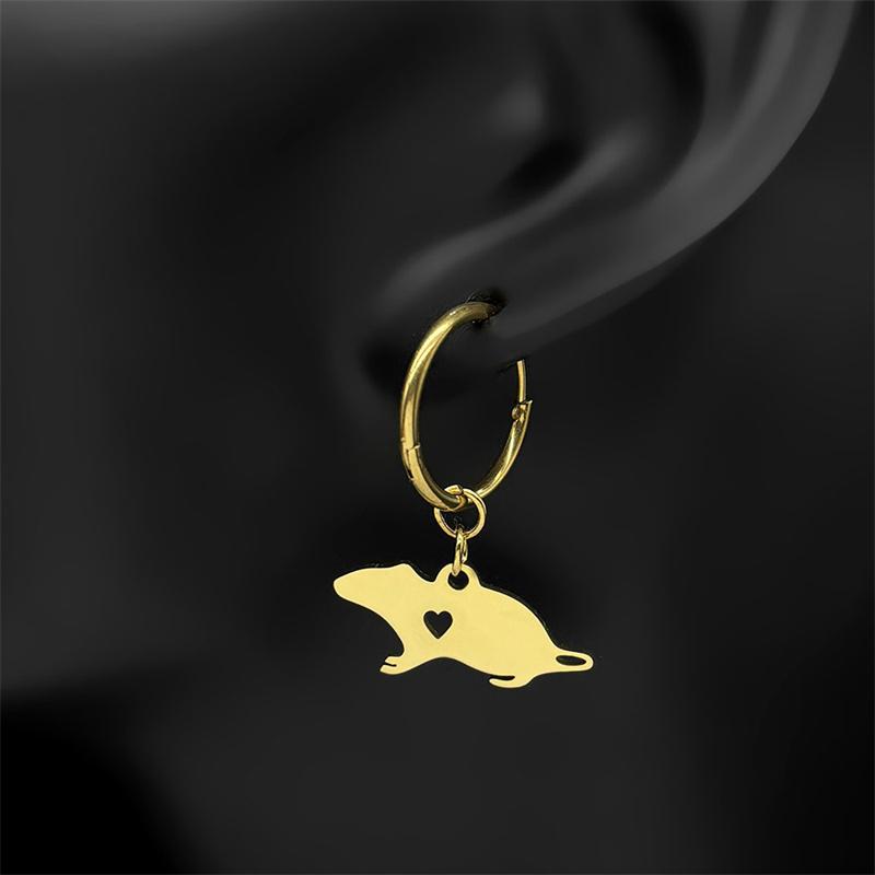 Cute Little Mouse Earrings For Women Men Stainless Steel Gold Silver Color Lovely Rat Pet Lover Drop Dangle Earring Jewelry