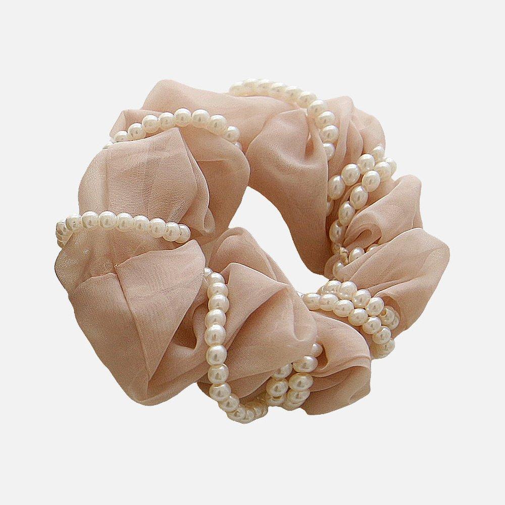 Jlauren Pearl Strap Chiffon Scrunchie H01430