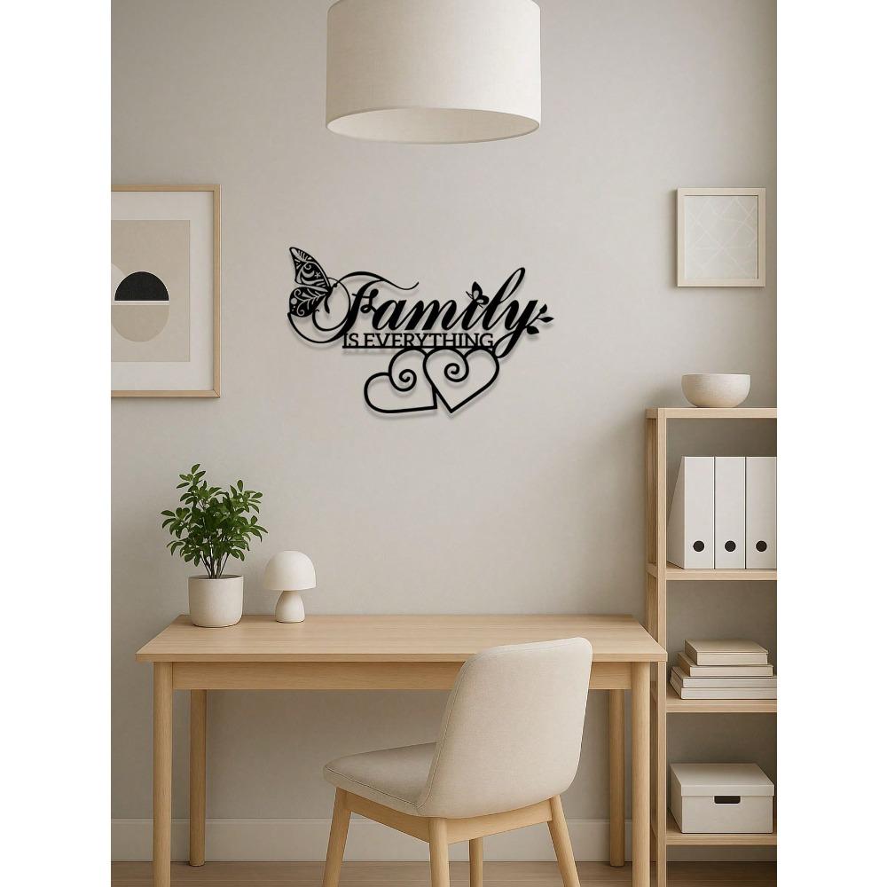 Black Metal Family Wall Art Elegant Home Decor Gift for Living Room
