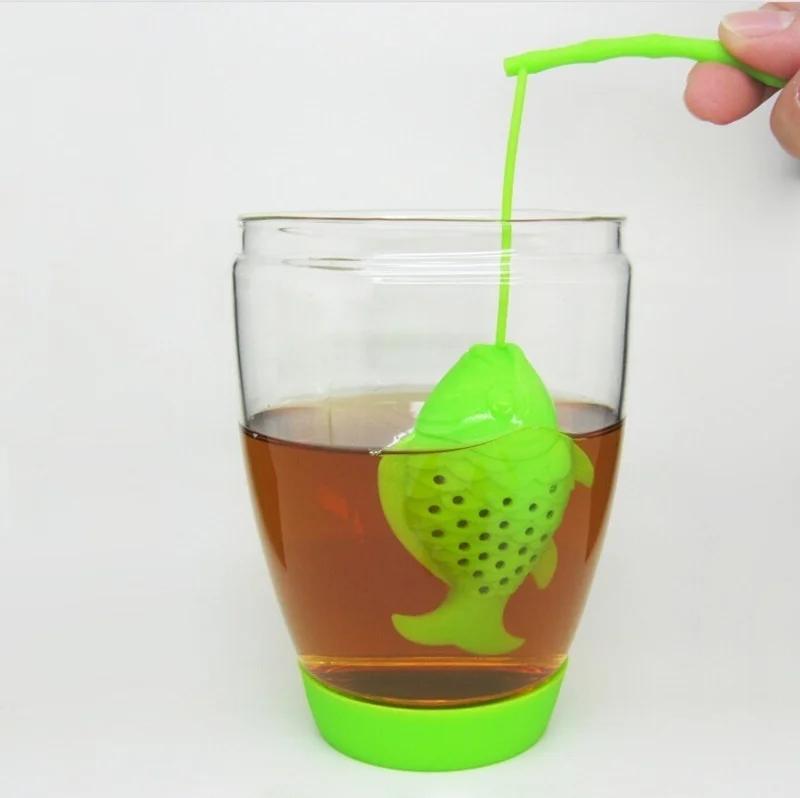 Fun Cartoon Tea Accessories High Quality Fish Shape Tea Strainer Food Grade Silicone Loose-leaf Tea Infuser Filter Diffuser