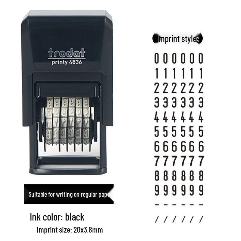Zhuoda 4836 Adjustable 6-Digit Automatic Inking Number Stamp with 3.8mm Character Height